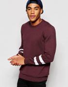 Asos Sweater With Contrast Sleeve Detail - Burgundy