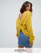 Asos Tall Chunky Sweater Twist Back - Yellow
