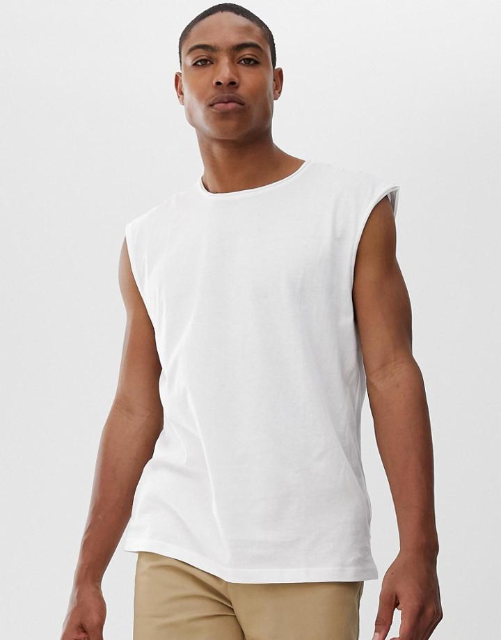 Brave Soul Raw Edge Tank-white