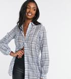 Vero Moda Tall Organza Oversized Shirt In Blue Check-multi