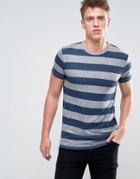 Esprit T-shirt With Marl Stripe Print - Navy