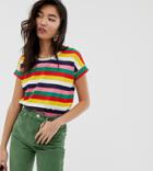 Esprit Multi Stripe Crew Neck T-shirt In Organic Cotton