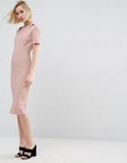 Asos Textured Structured Dress With Cut Outs - Pink