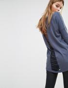 Only Ladder Back Tunic Top - Omber Blue