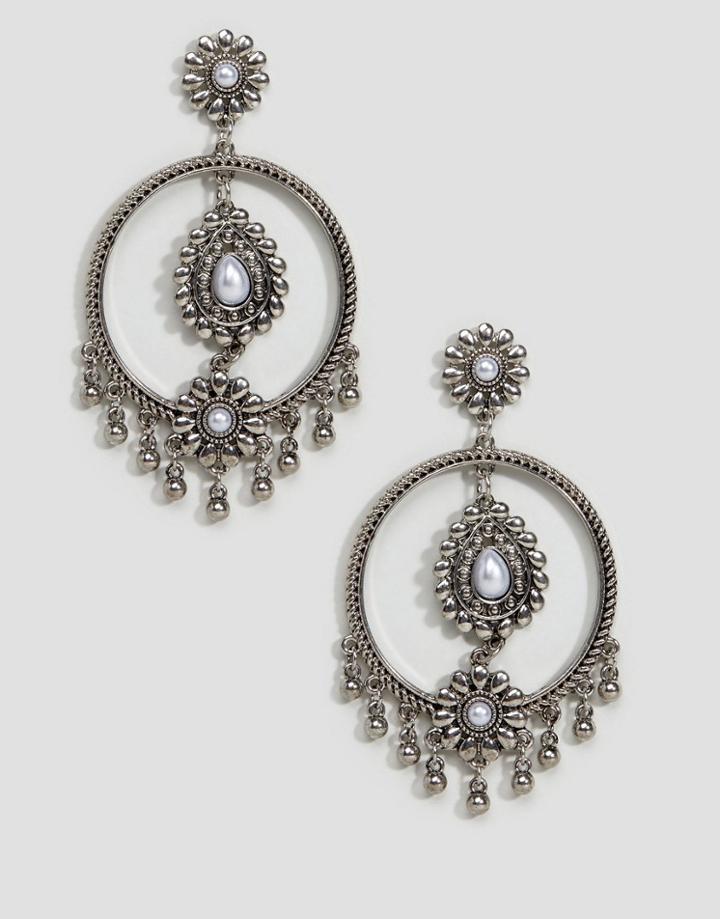 New Look Grunge Hoop Earrings - Silver
