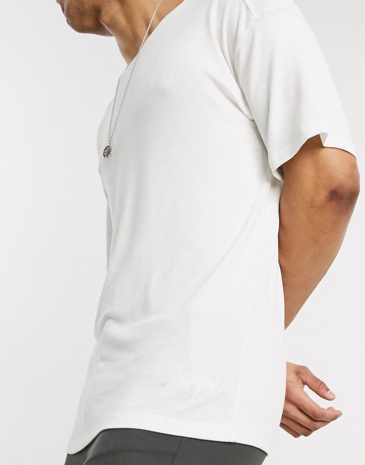 Lockstock Box Fit T-shirt With Dropped Shoulder In White