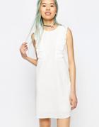 Asos Shift Dress With Frill Detail - White