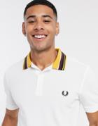 Fred Perry Color Block Panel Polo In Teal/white-green