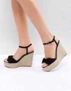 New Look Suedette Bow Wedge - Black