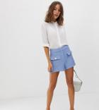 River Island Tailored Boucle Shorts With Pockets In Blue - Blue