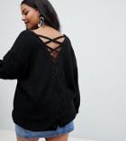 Brave Soul Plus Tammy Sweater With Cross Back Detail - Black