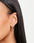 Designb London Chunky Angular Hoop Earrings In Gold