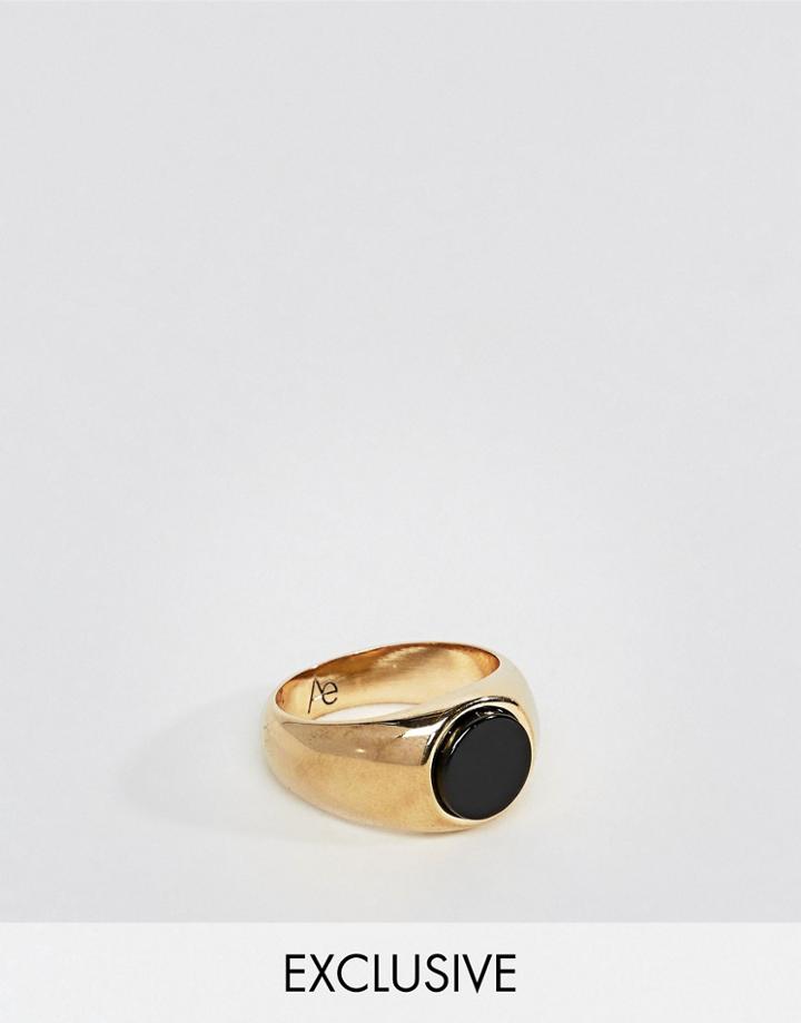 Aetherston Signet Ring In Gold With Onyx Stone - Gold