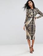 Forever Unique Button Up Animal Print Midi Dress - Multi