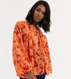 Asos Design Maternity V Neck Smock Top In Floral Print-no Color