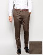 Asos Slim Fit Smart Pants In Dogstooth - Brown