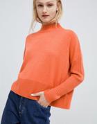 Asos Design Eco Boxy Sweater With Ripple Hem - Orange