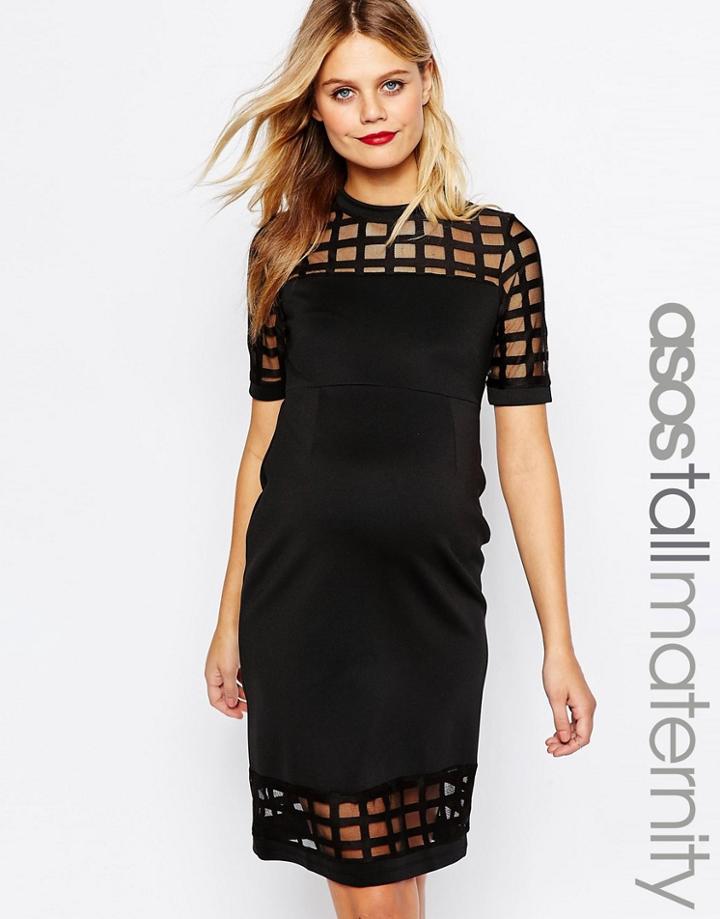 Asos Maternity Tall Cage Insert Bodycon Dress - Black