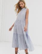 Y.a.s Sleeveless Cotton High Neck Midi Dress-multi