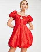 Miss Selfridge Taffeta Puffball Mini Dress In Red