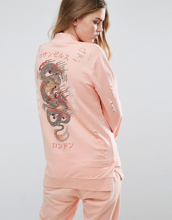 Criminal Damage Dragon Sweatshirt - Pink