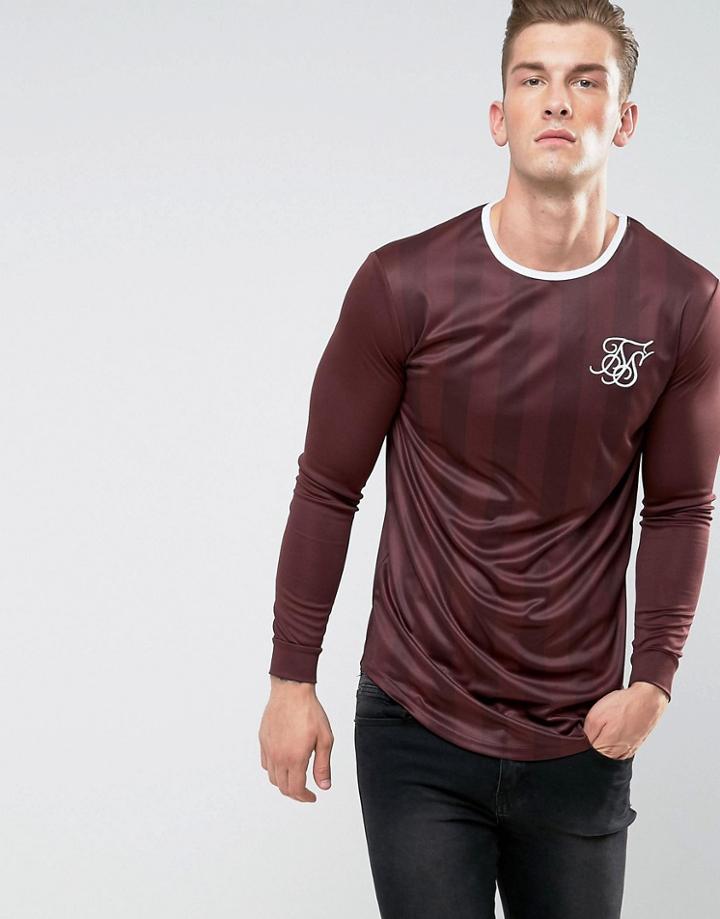 Siksilk Striped Long Sleeve T-shirt - Red
