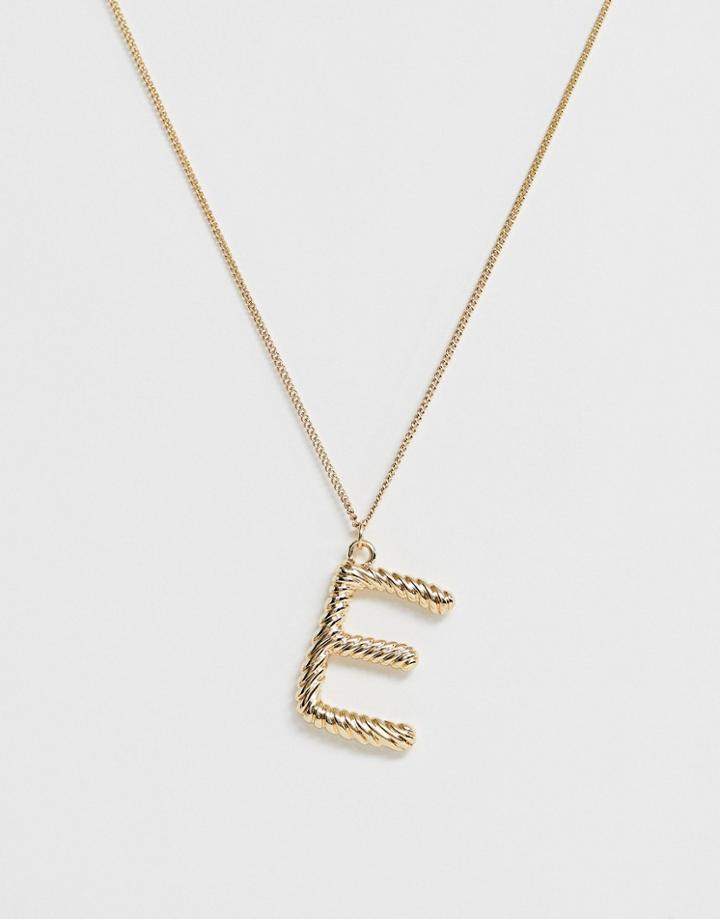 Pieces Chunky Gold 'e' Initial Necklace - Gold