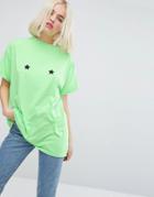 Lazy Oaf Oversized T-shirt In Neon With Star Print - Green