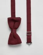 Twisted Tailor Knitted Bow Tie In Burgundy - Red