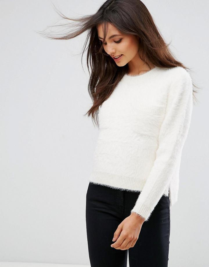 Qed London Curved Hem Sweater - Cream