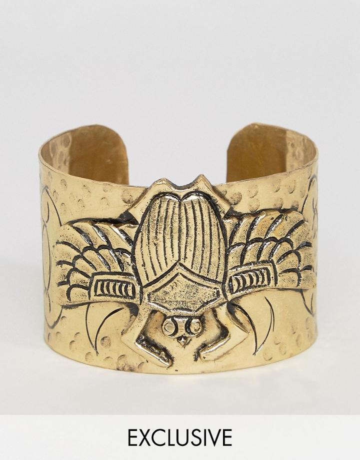 Reclaimed Vintage Inspired Beetle Cuff - Gold