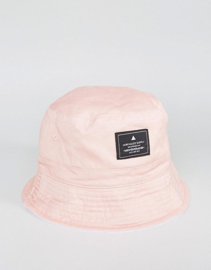 Asos Reversible Bucket Hat In Dusty Pink - Pink