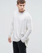 Asos Neppy Jersey Extreme Oversized Long Sleeve T-shirt With Curve Hem - Gray
