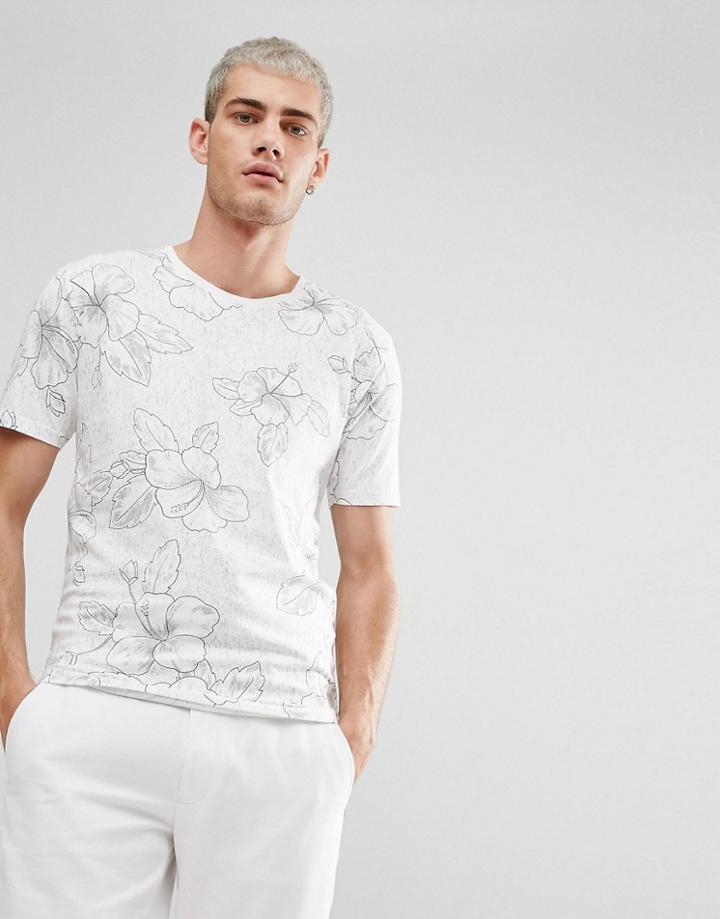 Only & Sons Flower T-shirt - White