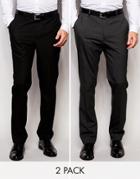 Asos 2 Pack Slim Smart Pants In Black And Charcoal