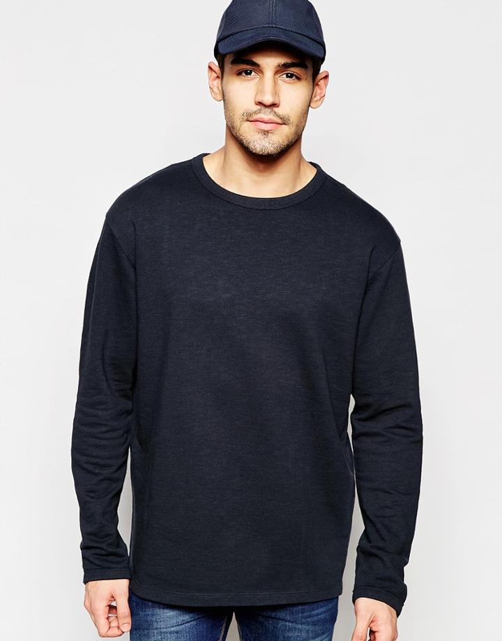 Selected Homme Sweatshirt With Cuff Zip Detail - Black