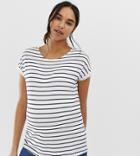 Asos Design Maternity Nursing T-shirt With Crew Neck And Double Layer In Stripe-multi