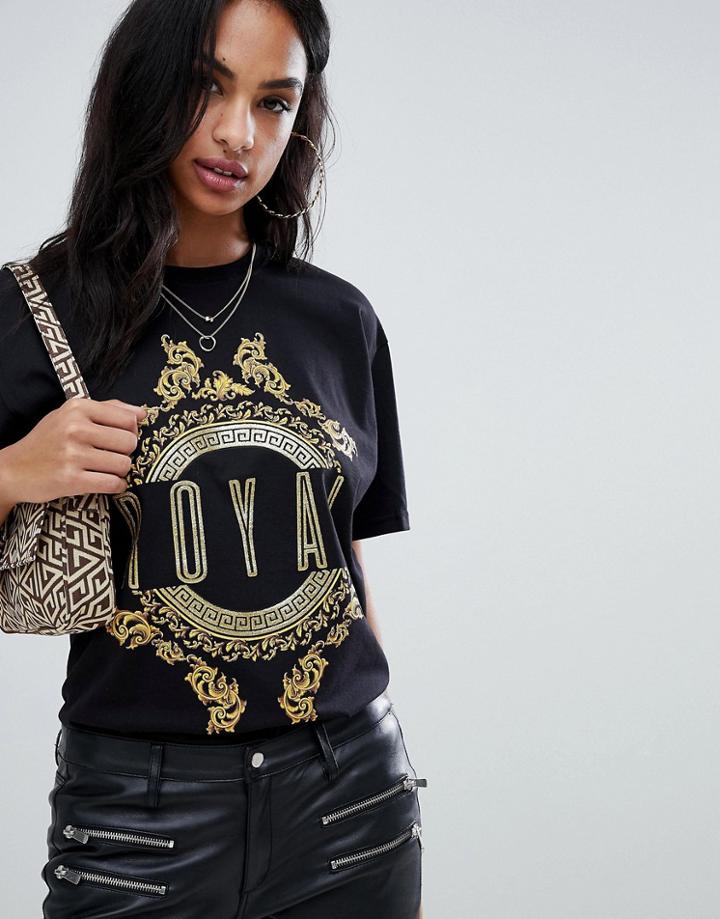 Ax Paris Royal Slogan T-shirt - Black