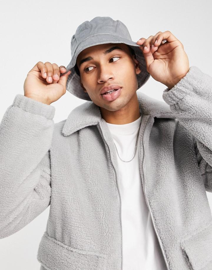 Svnx Velvet Bucket Hat In Gray