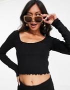& Other Stories 3 Piece Frill Edge Jersey Top In Black - Black - Part Of A Set
