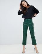 Na-kd Faux Leather Snake Print Pants In Green - Green