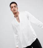 Heart & Dagger V Neck Shirt In Drapey Fabric - White