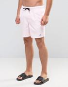 Asos Swim Shorts In Pink With Triangle Logo Print Mid Length - Pink