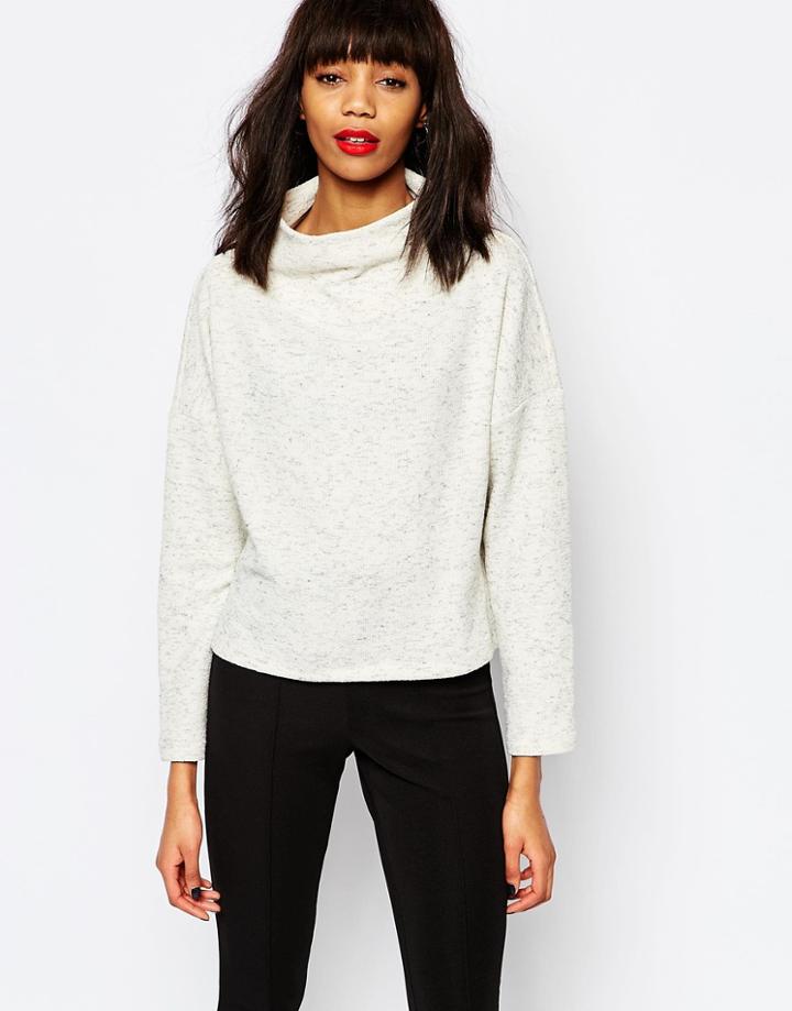 Monki High Neck Sweatshirt - Beige