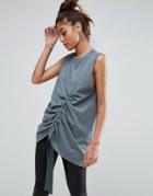 Asos Sleeveless Oversized T-shirt With Drawstring Detail - Green