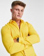 Harry Brown Pique Slim Fit Shirt-yellow