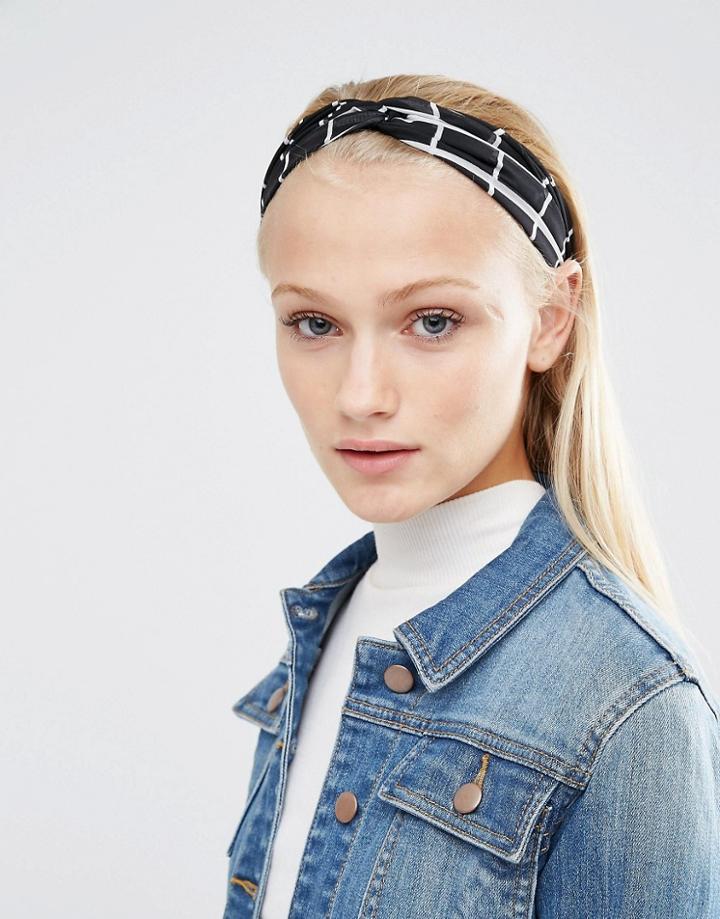 Asos Grid Twist Turban Headband - Black