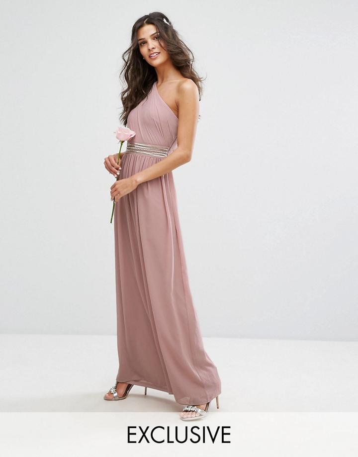 Tfnc Wedding One Shoulder Embellished Maxi Dress - Pink