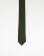 Gianni Feraud Plain Flannel Tie In Khaki-green