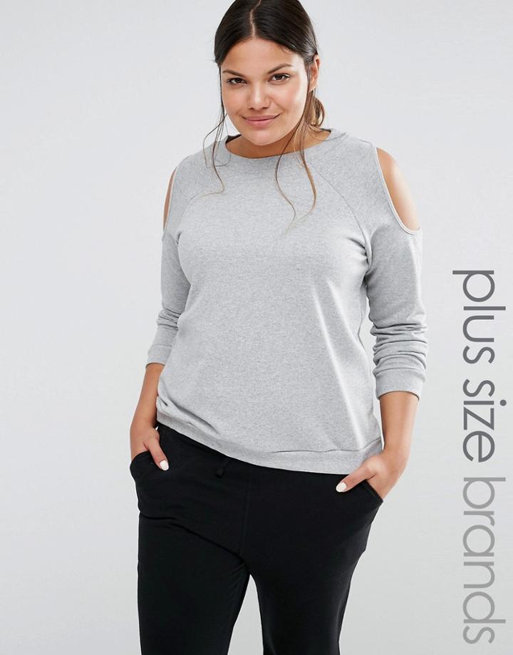 Pink Clove Cold Shoulder Sweatshirt - Gray